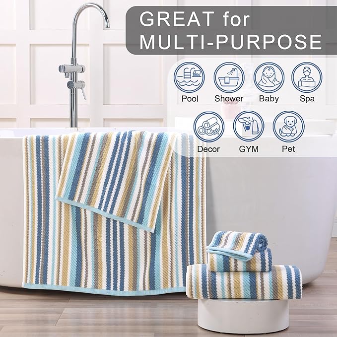 Blue Striped Hand Towels Set - Image 5