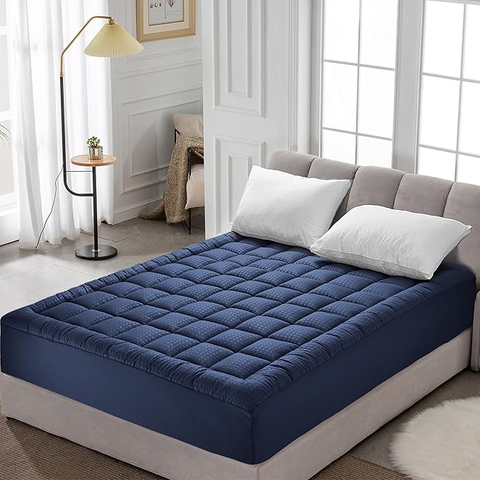 HYLEORY Full XL Mattress Pad Quilted Fitted Mattress Protector Cooling Pillow - Image 7