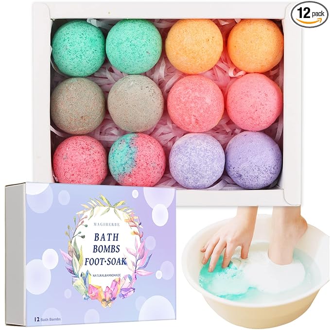 Foot Bath Bombs 12 Pack, Organic Foot Soak by MAGIHERBE