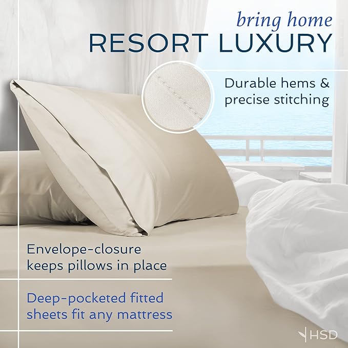Hotel Sheets Direct 3 Piece Bed Sheet Set Twin XL Size, 100% Viscose Derived - Image 4