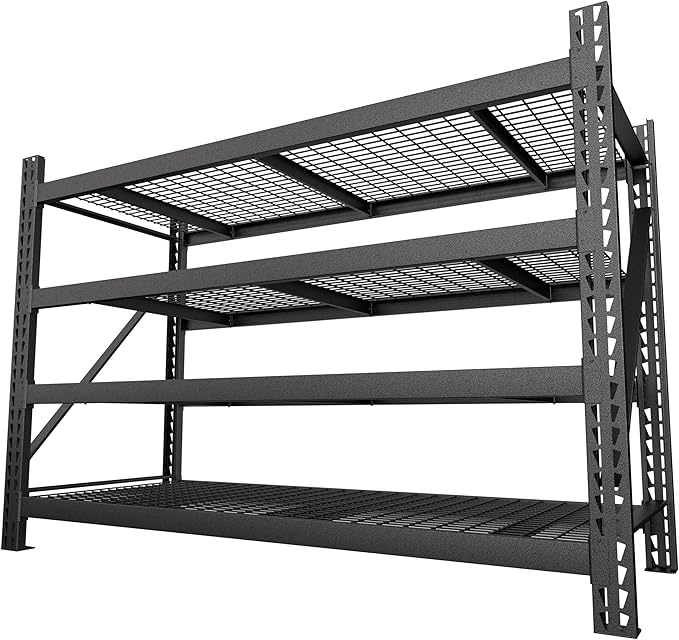 Yardenaler 8000LBS 78 "W x 24 "D x 72 "H Garage Shelving, 4-Tier Industrial Iron Shelving Unit Garage Storage Rack for Basement Warehouse, Black