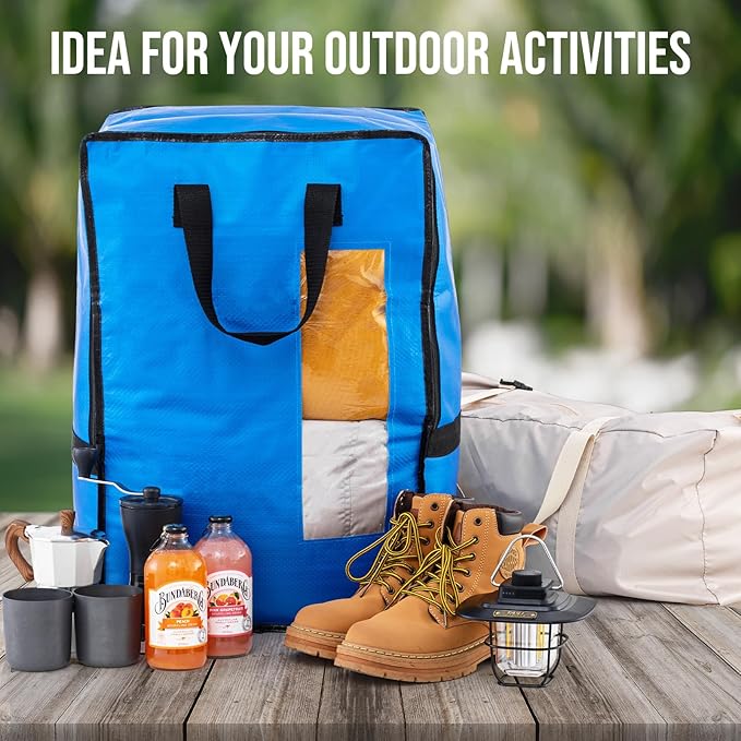 TAILI 4 Pack Blue Moving Bags w/Adjustable Backpack Straps, Moving Supplies, Moving Boxes Alternative, Heavy Duty Storage Totes for College Packing, Camping Backpack for Travel, Dorm, Laundry