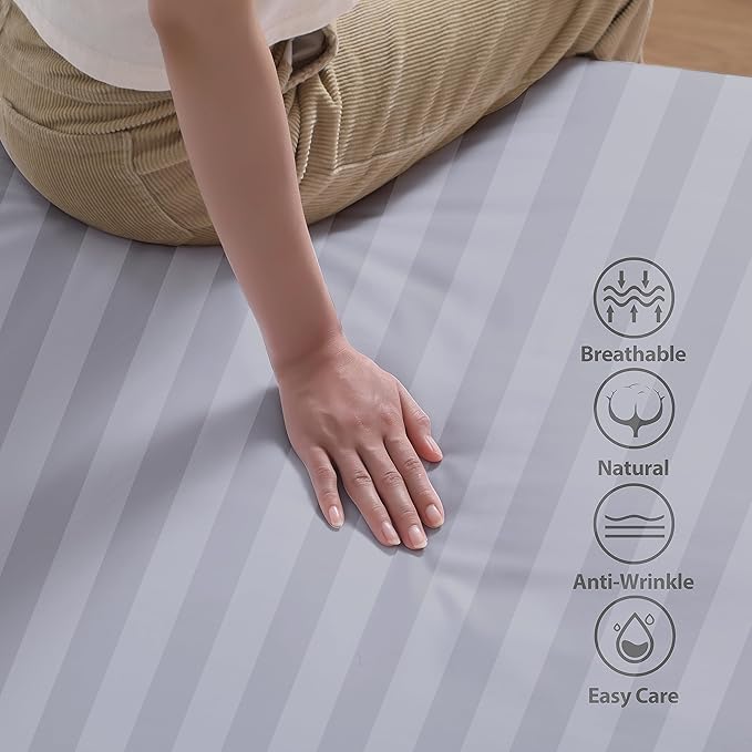 100% Egyptian Cotton Fitted Sheet Twin Size, 600 Thread Count, Single Fitted - Image 3