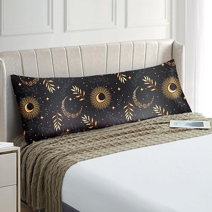 EXQ Home Satin Pillowcase for Hair and Skin Body- Multicolor Printed Black Moon by EXQHomeTexitleCoLtd