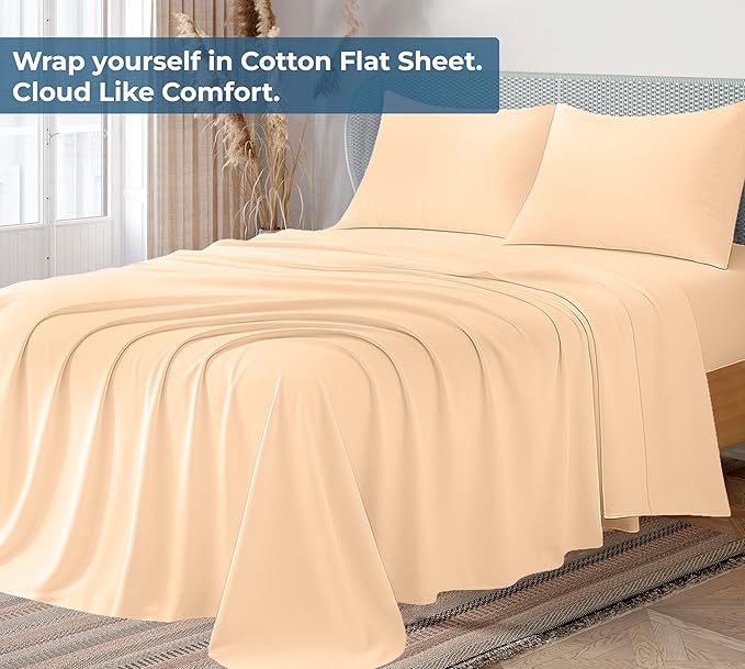 Royale Linens 100% Organic Cotton King Flat Sheet Only - Image 2
