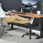 VECELO Under Desk Footrest, PU Ergonomic Foot Rest with Wheels, Comfort Padding, Height Adjustable for Relieving Leg Pain, Stiffness, Black