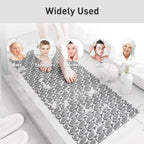 Bath Mat for Tub Non Slip Shower Mat for Elderly - 36 x 16 Inch Soft Durable Bathtub Mat Non Slip Shower Mat for Inside Shower with Suction Cups & Drain Holes, Machine Washable Easy to Cut, Dark Grey