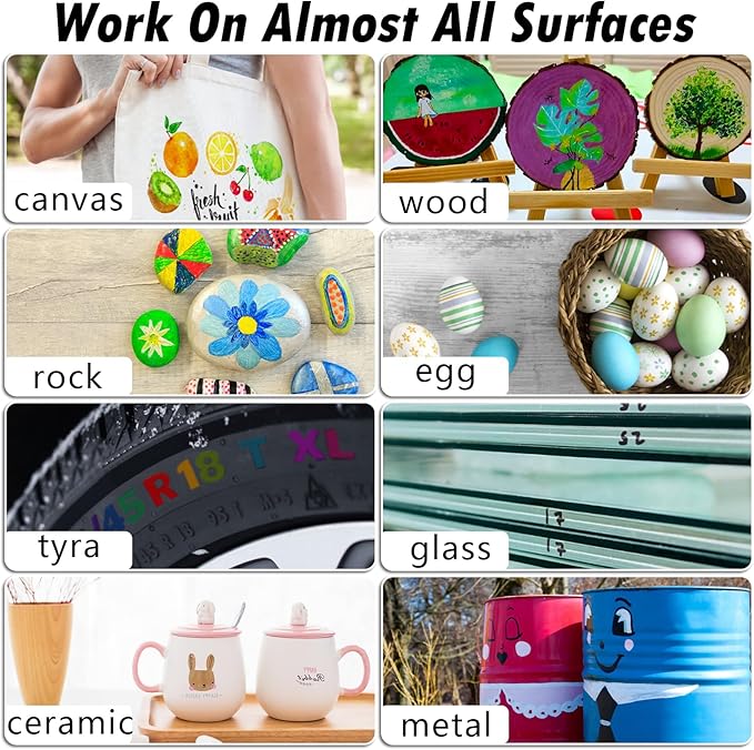 Craiiby Purple Paint Pens Paint Markers - 12 Pack Permanent Quick Dry Waterproof Marker Pens for Rocks Wood Fabric Plastic Canvas Glass Mugs Metal Tire Stone