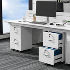 VINGLI 2 Drawer File Cabinet with Lock, Wood Grain White File Cabinets for Letter Size File Folders with Tabs, Mobile Under Desk Filing Cabinets for Home Office, Rolling Filing Cabinet Printer Stand