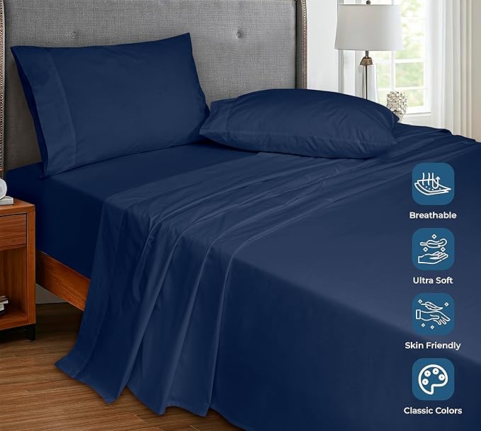 Royale Linens 100% Organic Cotton Twin Flat Sheet Only - Image 4