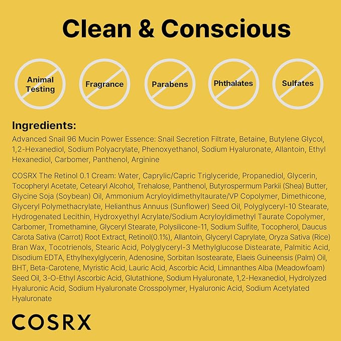 COSRX Snail 96% Mucin Power Essence 2ea & Retinol 0.1% Cream Mini Sample 1ea - Image 8