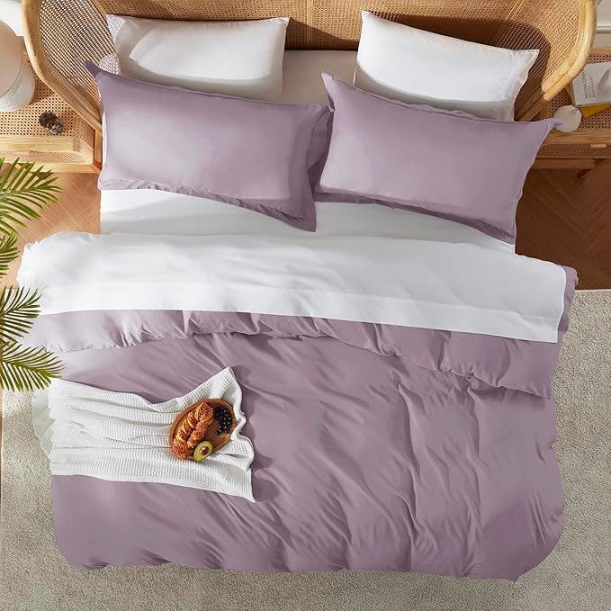 Nestl Dusty Purple California King Duvet Cover Sets - Image 5
