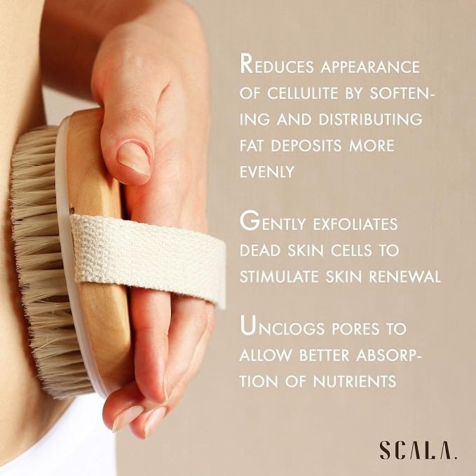 Dry Brushing Body Brush SCALA Natural Bristle Body Brush, Soft Body Exfoliating - Image 8
