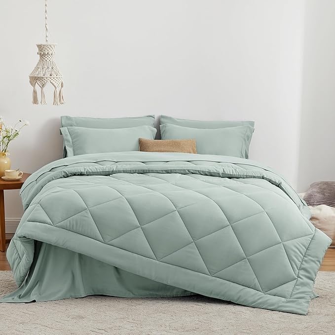 Love's cabin Twin Comforter Set Aqua, 5 Pieces Twin Bed in a Bag, All Season - Image 2