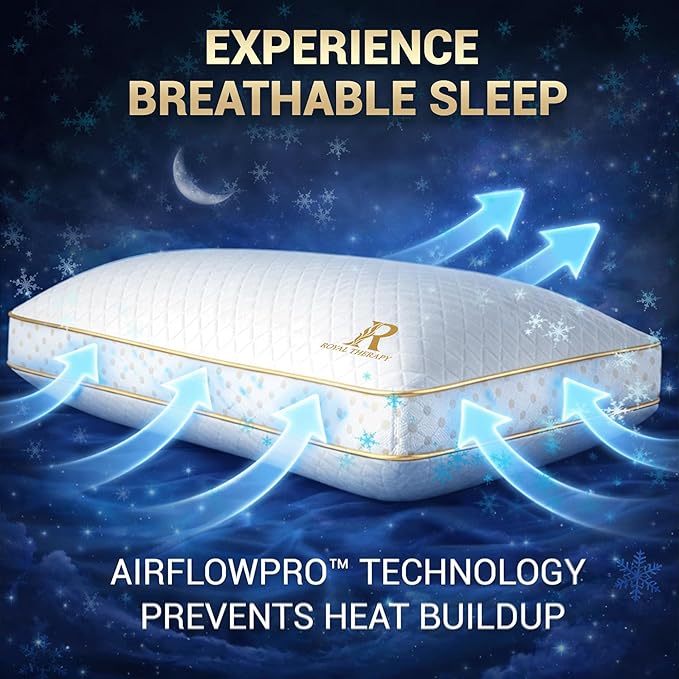 Royal Therapy 2-Pack King Memory Foam Pillow, Adjustable Shredded Odor-Free - Image 2