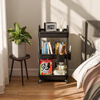 Sorgion 3 Tier Rolling Cart Organizer,Laundry Room Bathroom Organizers and Storage Office Shelves Mobile Shelving Unit Kitchen Trolley Cart with Wheels for Art,Craft,Diaper,Bedside,Snack(Black)