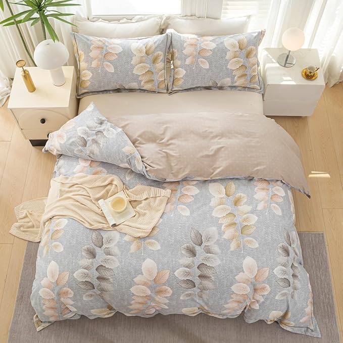 OAITE Duvet Cover Set Twin Size Floral Pattern 500 Thread Count Ultra Soft 100% - Image 4
