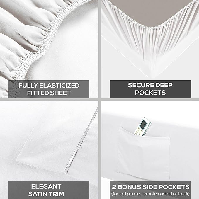 Mueller Ultratemp King Size Sheets Set, Super Soft 1800, 6 Piece, Deep Pocket - Image 4