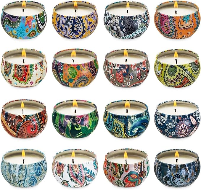 YOROXRG Set 16 Pack Scented Candles Gifts Soy Wax Travel Tin Jar Candles by YOROXRG