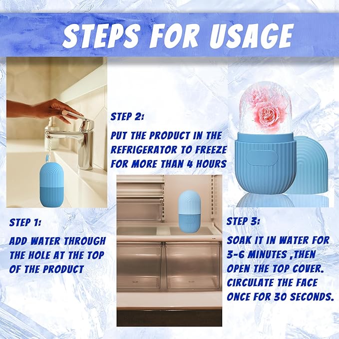 Joyeee Ice Face Roller, Reusable Silicone Mold Face Massage Eye Facial Beauty - Image 3