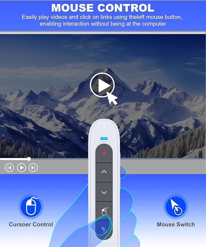Air Mouse Clicker for Presentation Rechargeable Presenter Clicker Remote for Classroom Teacher, RF 2.4GHz USB Wireless Presenter Clicker PPT Slide Advancer for Mac, Windows, Laptop, Keynote