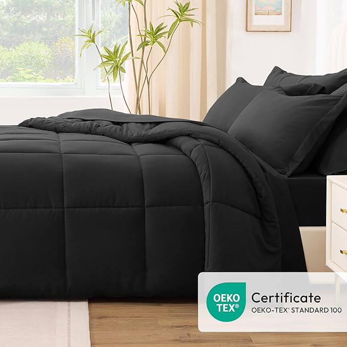 Love's cabin Twin Comforter Set Ash Black, 5 Pieces Twin Bed in a Bag, All - Image 5