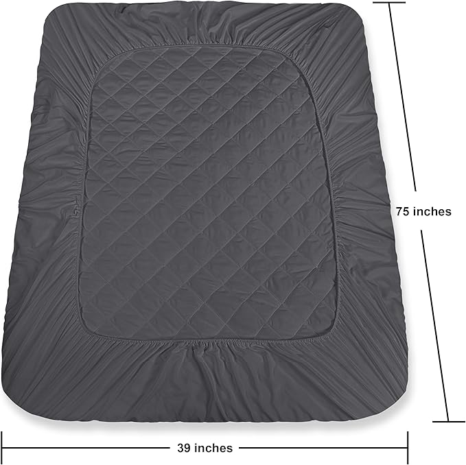 Utopia Bedding Quilted Fitted Mattress Pad, Twin Size, Elastic Fitted Mattress - Image 4