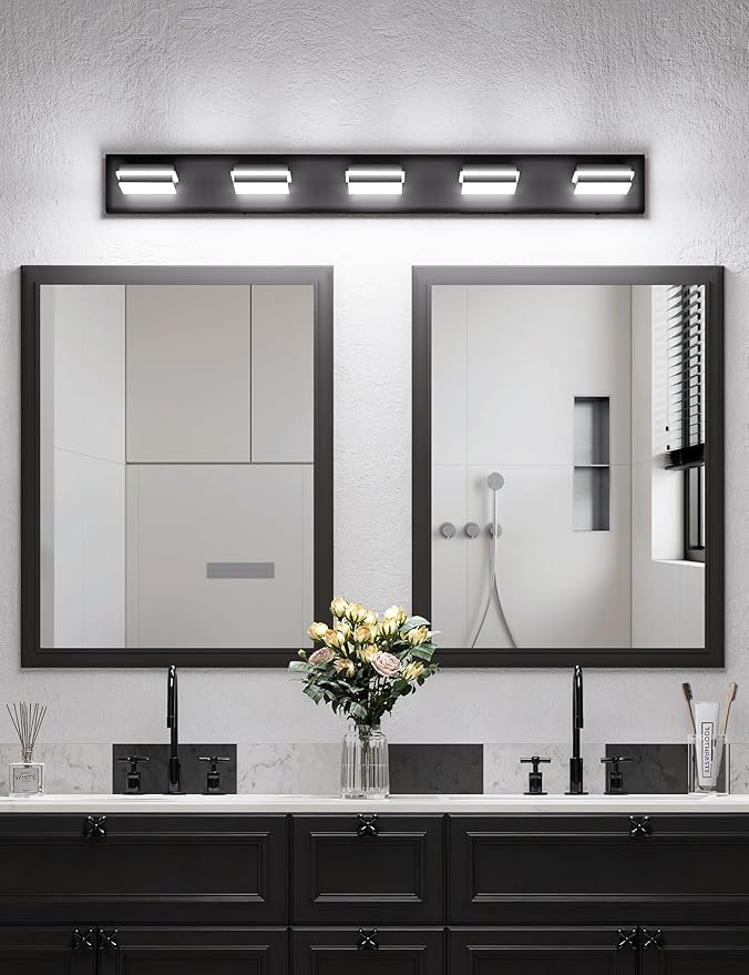 VOLISUN Modern 5-Light, 40-Inch Black Bathroom Vanity Light Fixtures Over Mirror - Image 7
