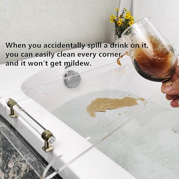 42" Gold Handle transaprent Bathtub Caddy - Image 4