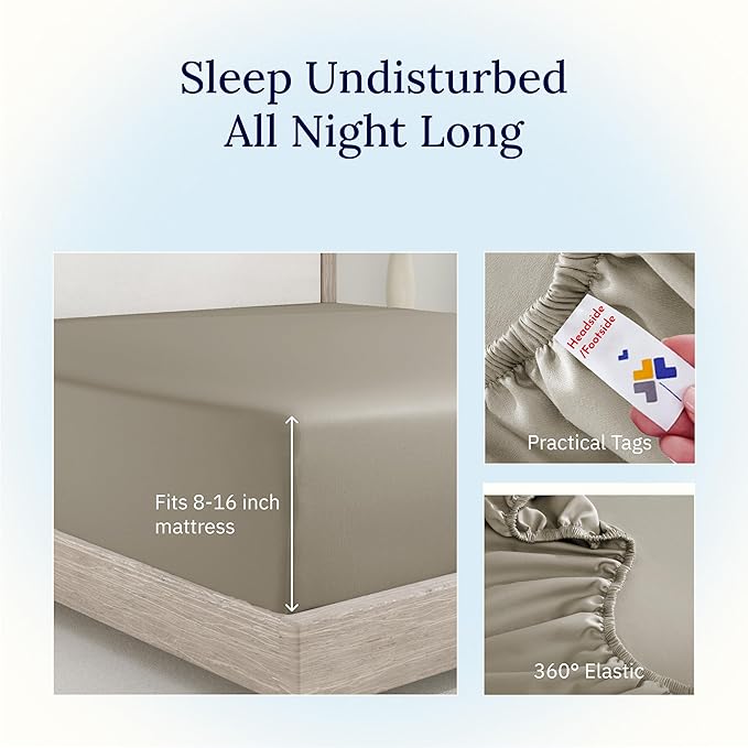 California Design Den Fitted Sheet King Size, Deep Pocket Soft 400 Thread Count - Image 6