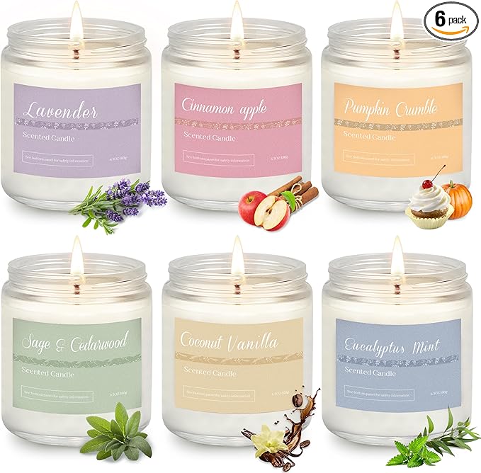 6 Pack Fall Candles for Home Scented, Fall Scented Candles for Women Gifts by PELN