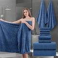 8-Piece Navy Bath Towels Set, 2 Oversized Large Bath Towels Sheet, 2 Hand by Ycosy