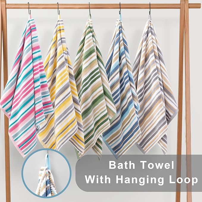 VOOVA & MOVAS 13"x13" Aqua Striped Washcloths - Image 5