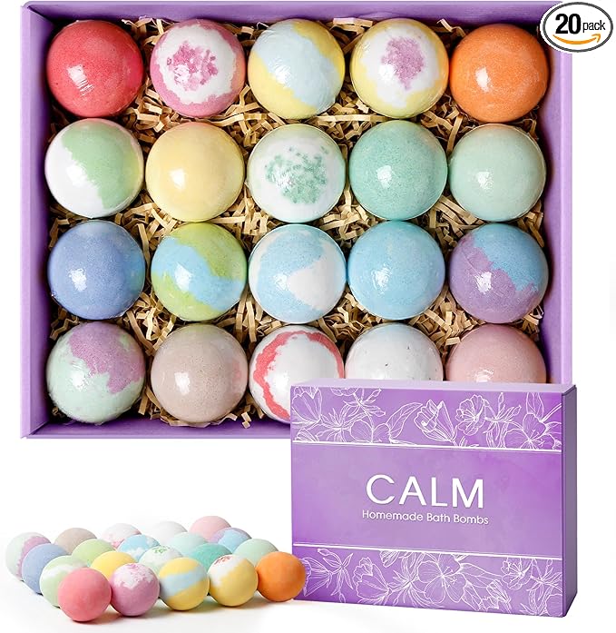 CalmNFiz 20PCS Bath Bombs for Women Presents Set Natural Wonderful Fizz Effect by CalmNFiz