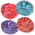 4 PCS Shower Cap for Women, Elastic and Reusable Bath Caps, Double Layers by CHFONGDIRECT