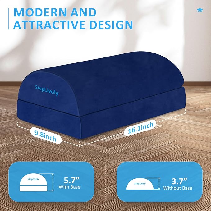 StepLively Foot Rest for Under Desk at Work, Comfortable Foot Stool with 2 Adjustable Heights, Footrest with Washable Cover, for Back & Hip Pain Relief, Suitable for Office, Home and Car (Blue)