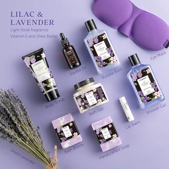Mothers Day Gifts for Mom, Lavender & Lilac Spa Gift Basket For Women & Men - Image 2