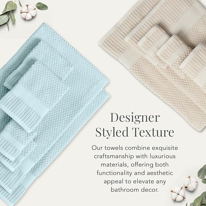 NY Loft 100% Cotton Towel Set 6 Piece | Super Soft & Absorbent Quick-Dry 2 Bath - Image 5