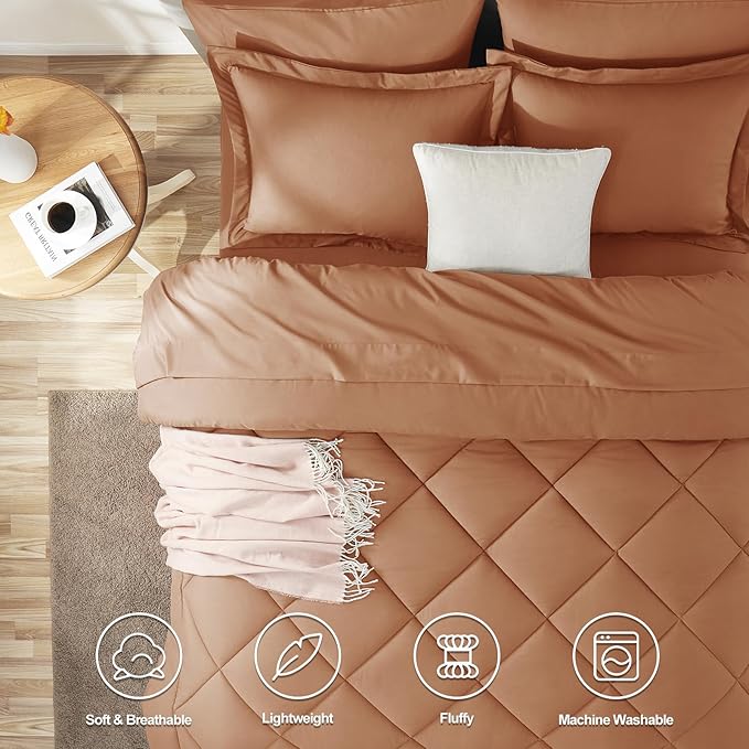 CozyLux Queen Comforter Set Pumpkin - Image 2
