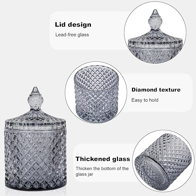 2 Pack Qtip Holder Thick Glass Apothecary Jars - Image 4