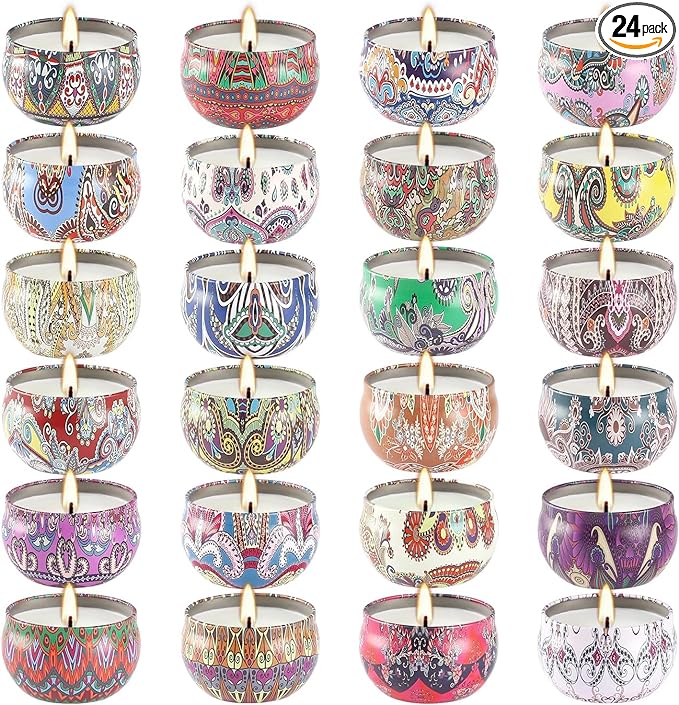 WPONSZU Scented Candles Gifts Set 24 Pack Soy Wax Travel Tin Jar Candles by WPONSZU