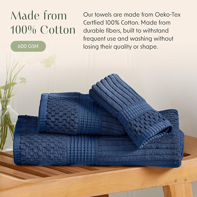 Springtree Home 100% Cotton Bath Towel Set of 4 | Super Soft & Absorbent - Image 5