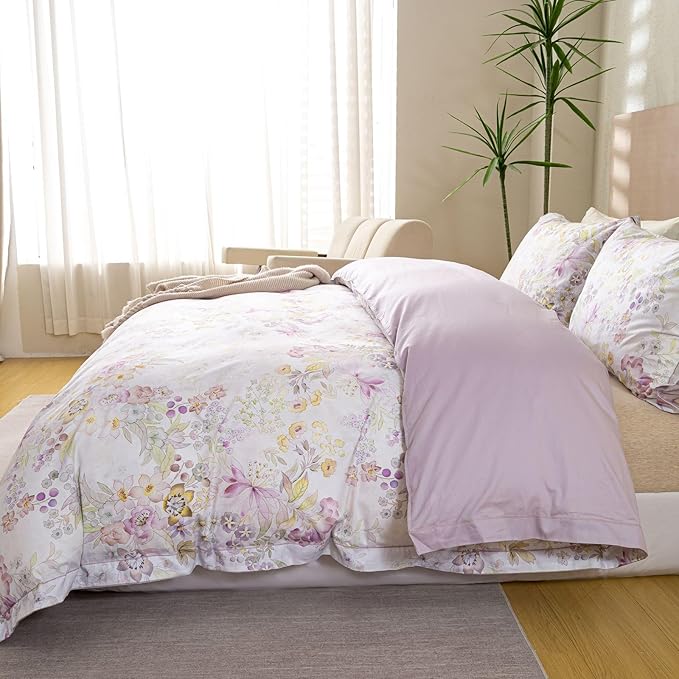 OAITE Duvet Cover Set Twin Size Floral Pattern Ultra Soft 100% Cotton Duvet - Image 5