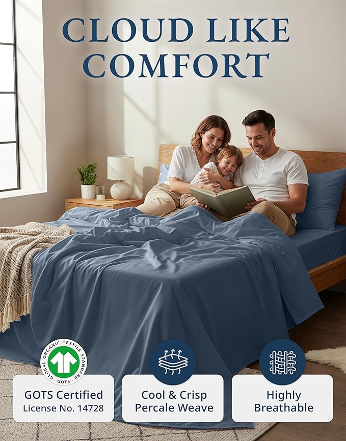LANE LINEN Eco Friendly 100% Organic Cotton Fully Elasticized Full Sheet Set - Image 2