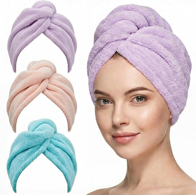 3 Pack Microfiber Hair Towel Wrap by Unknown