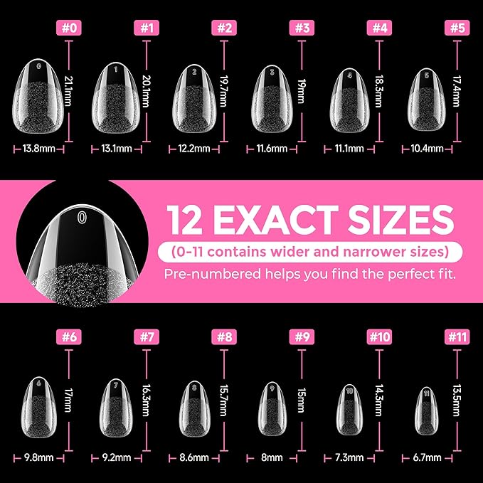 UNA GELLA Short Almond Round Fake Nails 216pcs Almond Press on Nails Pre-shape - Image 8