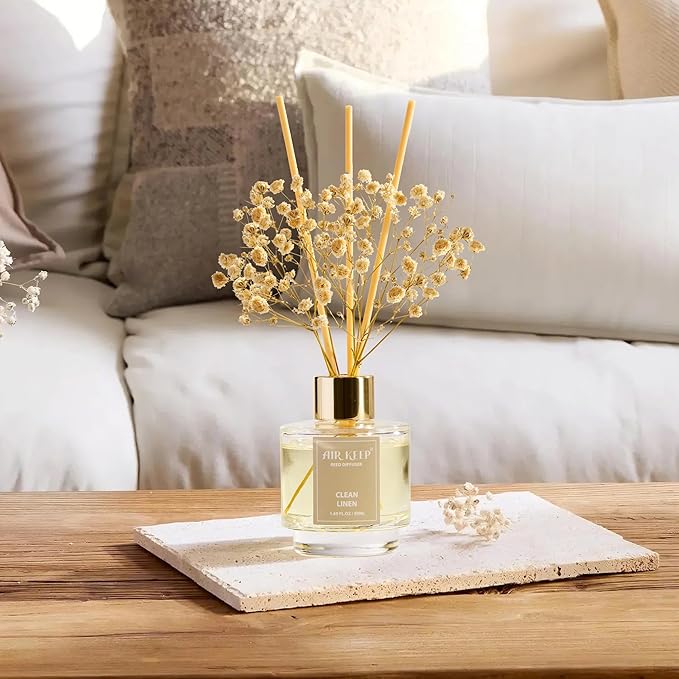 Airkeep Reed Diffuser Set of 3, Clean Linen Ocean Mist&Sea Salt Lavender - Image 2