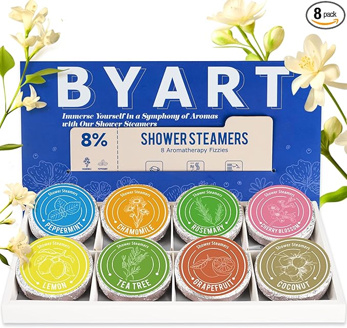 Shower Steamers Aromatherapy, 8% Natural Essential Oils, Women/Men Spa Steamer by BYART