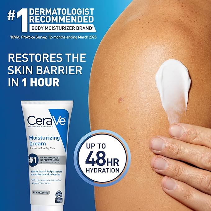 CeraVe Moisturizing Cream, Face Body Moisturizer, Normal to Dry Skin, 8 Fl Oz - Image 2