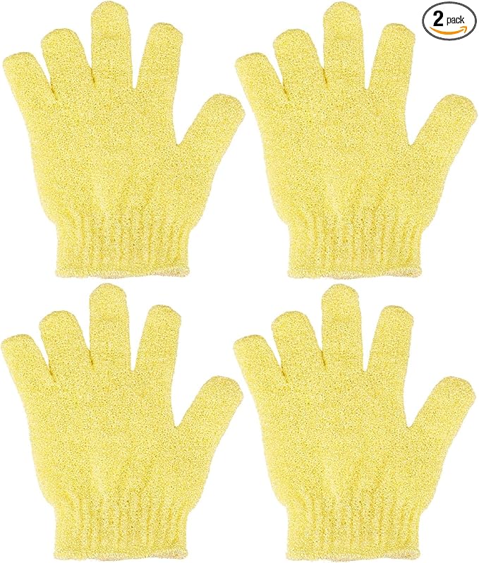 4 Pcs Shower Gloves, Exfoliating Gloves, Exfoliating Mitt, Exfoliating Body by CREHODEC